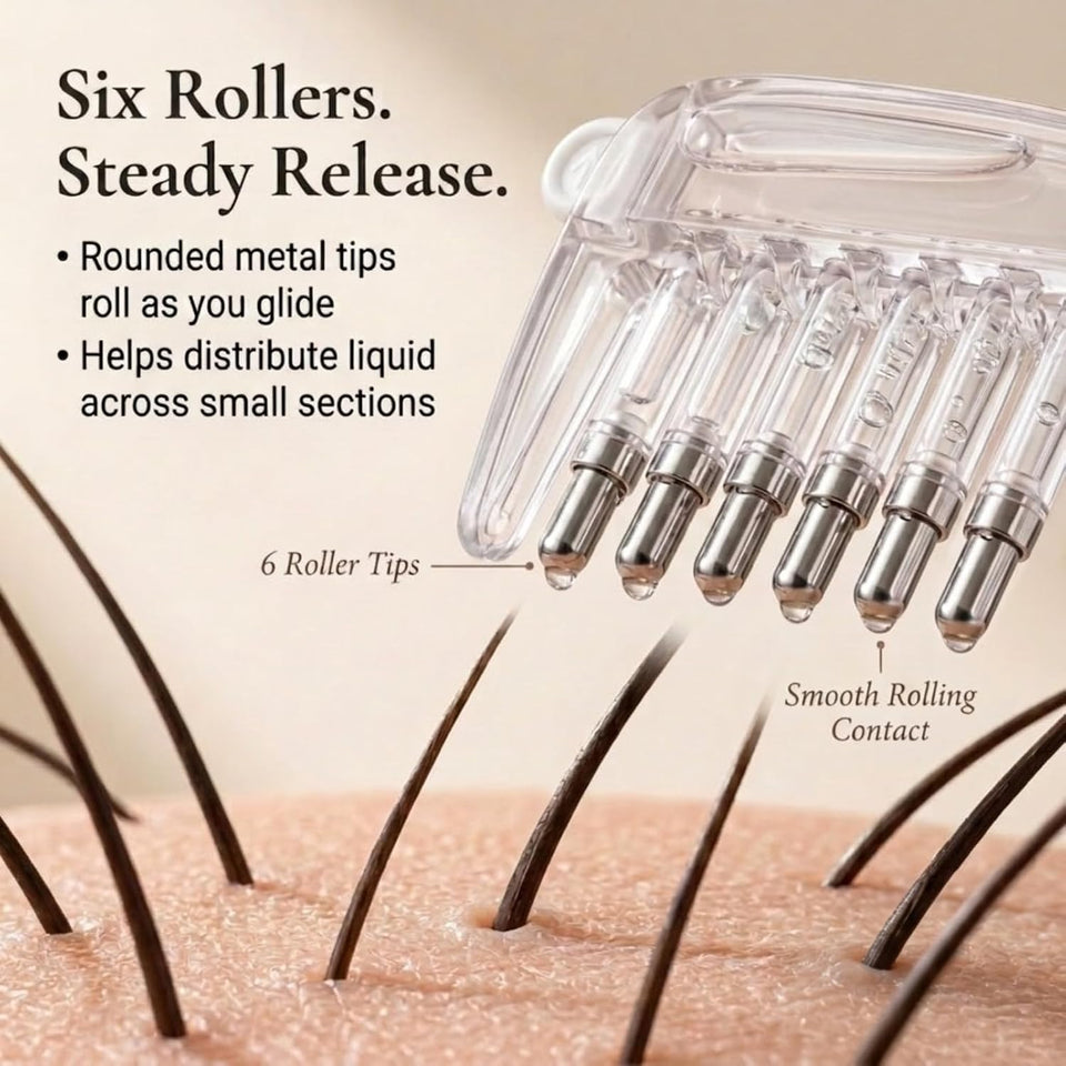 Scalp Oil Applicator Comb 6 Roller Tips