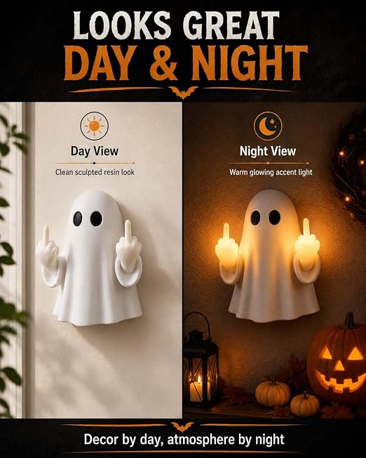 Halloween Ghost Middle Finger Glow Night Light