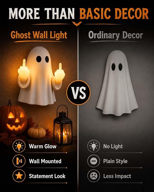 Halloween Ghost Middle Finger Glow Night Light