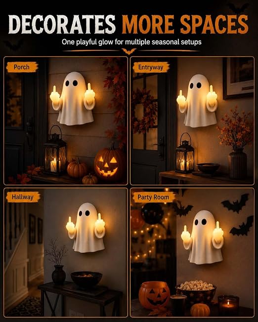 Halloween Ghost Middle Finger Glow Night Light