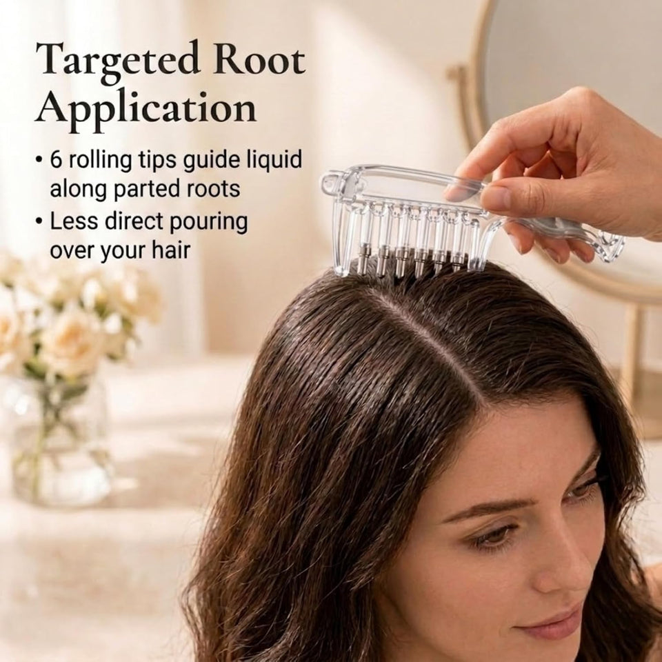 Scalp Oil Applicator Comb 6 Roller Tips