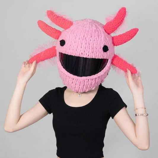 Plush Crochet Motorcycle Helmet Cover