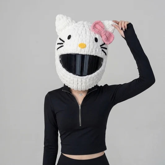Plush Crochet Motorcycle Helmet Cover