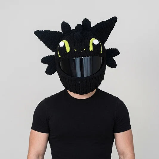 Plush Crochet Motorcycle Helmet Cover