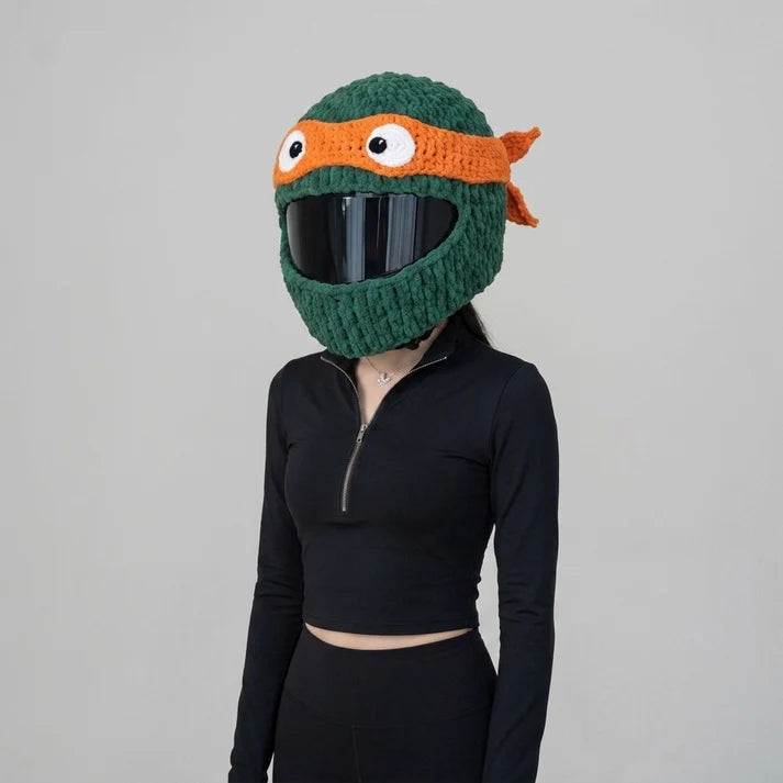 Plush Crochet Motorcycle Helmet Cover