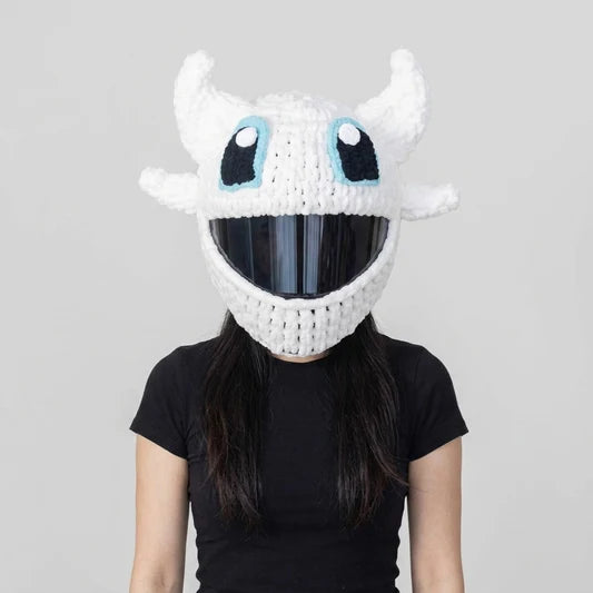 Plush Crochet Motorcycle Helmet Cover