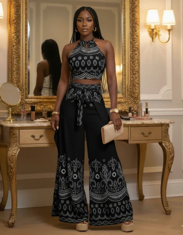 Women's Vintage Printed Holiday Casual Three-Piece Suits