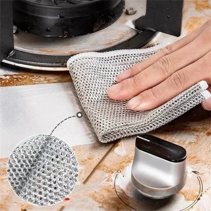 Double Layer Steel Scrub Cloth