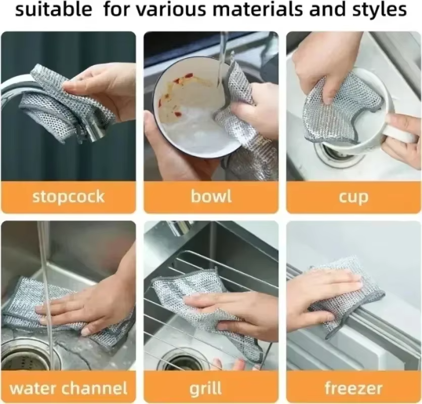 Double Layer Steel Scrub Cloth