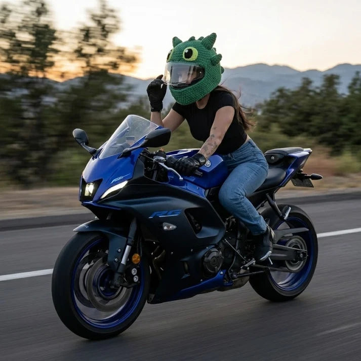 Plush Crochet Motorcycle Helmet Cover